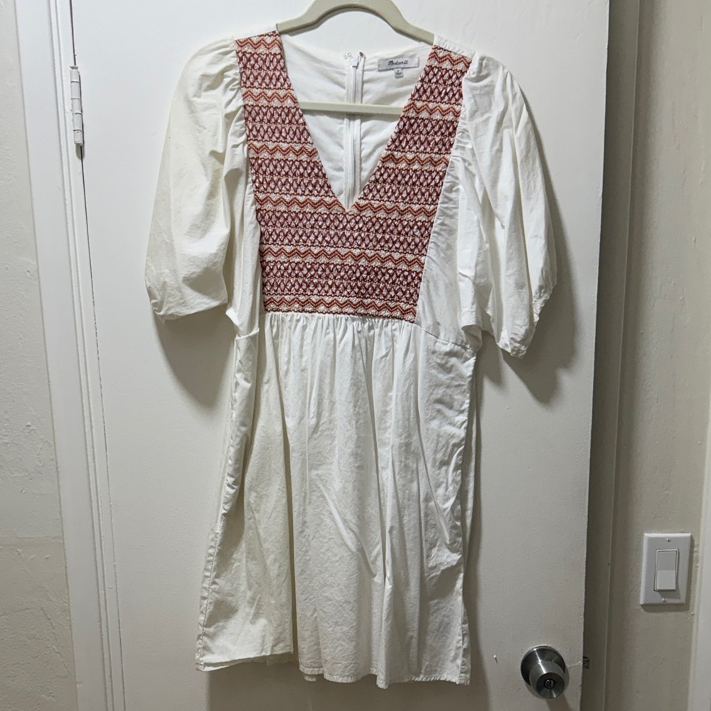 Madewell White and Red Mini Dress